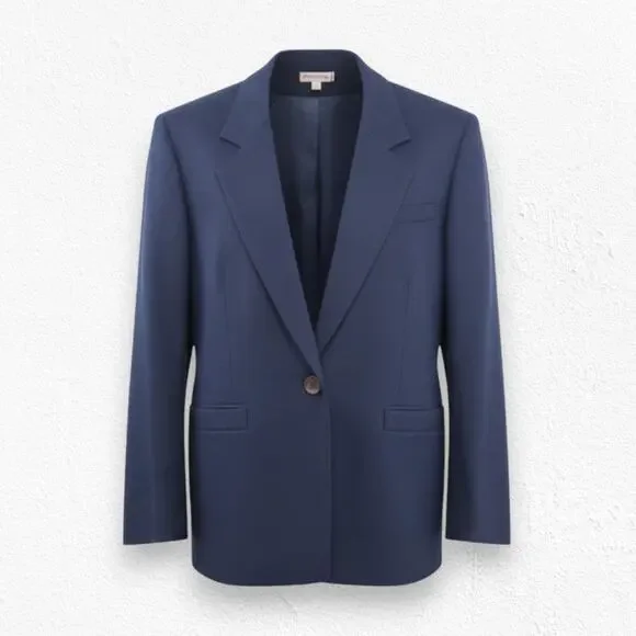 Vintage 1980s Pendleton Navy Wool Blazer Minimalist Officecore Size 6 Petite
