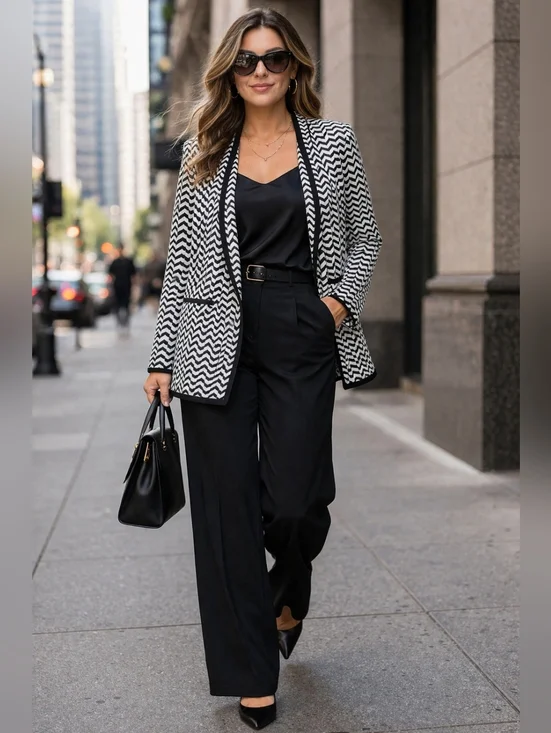 Modern minimalist chevron blazer / quiet luxury office layer XL