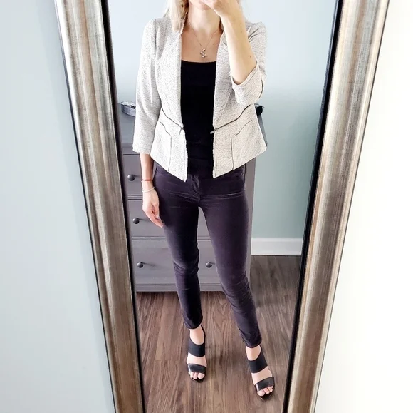 Classiques Entier Tweed Gray Zipper Blazer