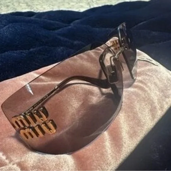 Miu Miu Gold Sunglasses with Pink Tint