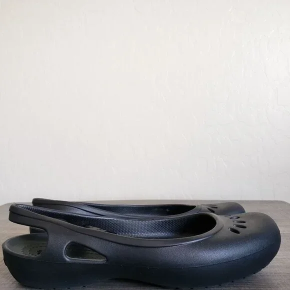 Crocs Kadee Slingback Slip-On Ballet Flats Shoes Cutouts Black Size Women's 8
