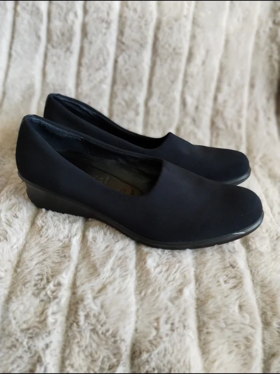 ECCO Black Stretch Fabric Slip-On Flats Women’s EU 39 Comfort Casual Shoes
