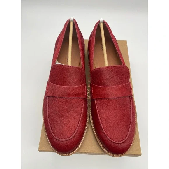 Lucky Brand Salima 2 Red Haircalf Penny Loafers Bossa Nova Womens 12M LK-SALIMA2