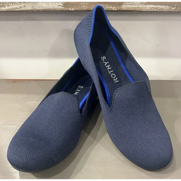 Rothy's‎ Women's The Loafer Flat Slip On Knit Shoes in Navy Blue Size 7