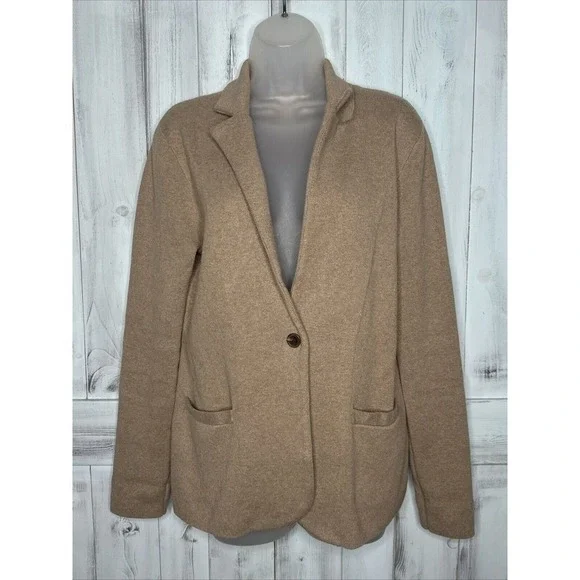 J Crew Schoolboy Sweater Blazer Brown Jacket Knit Cardigan Granny Core Cotton M