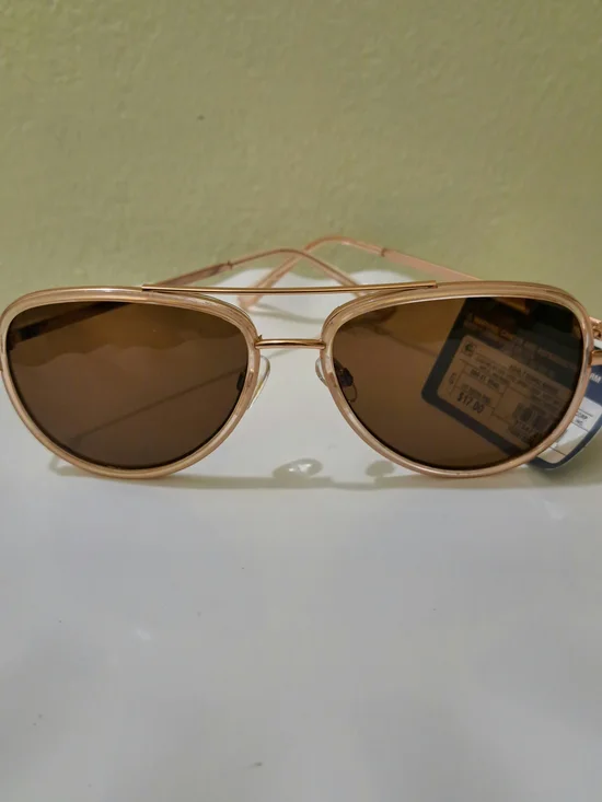Aviator Sunglasses in Rose Gold Tone with Brown Lenses