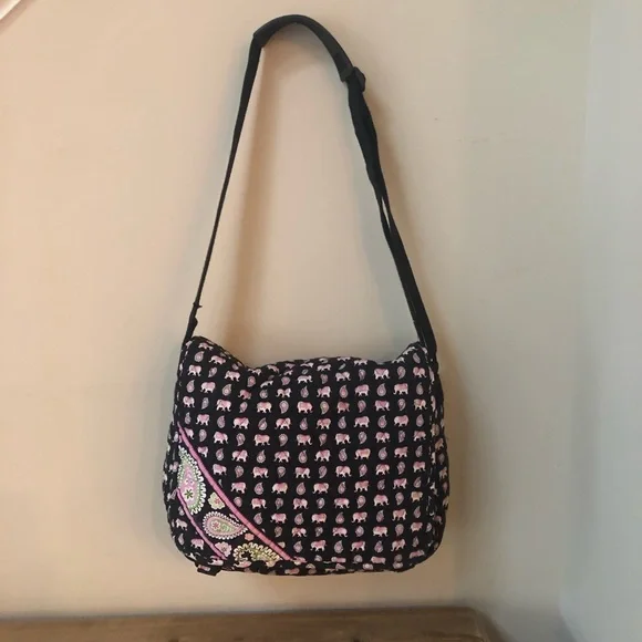 VERA BRADLEY Messenger LapTop Bag Pink Elephants