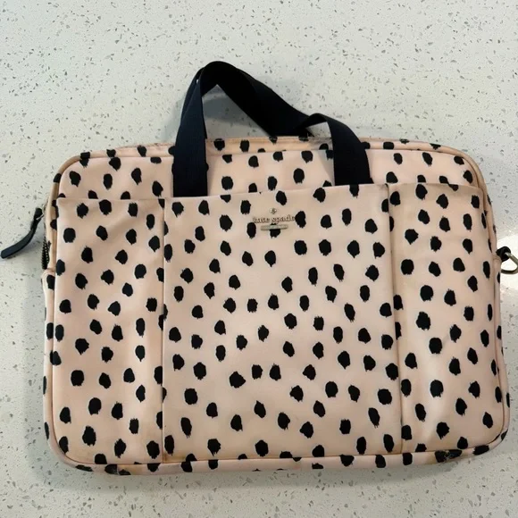 Kate Spade Pink and Black Dotted Laptop Bag