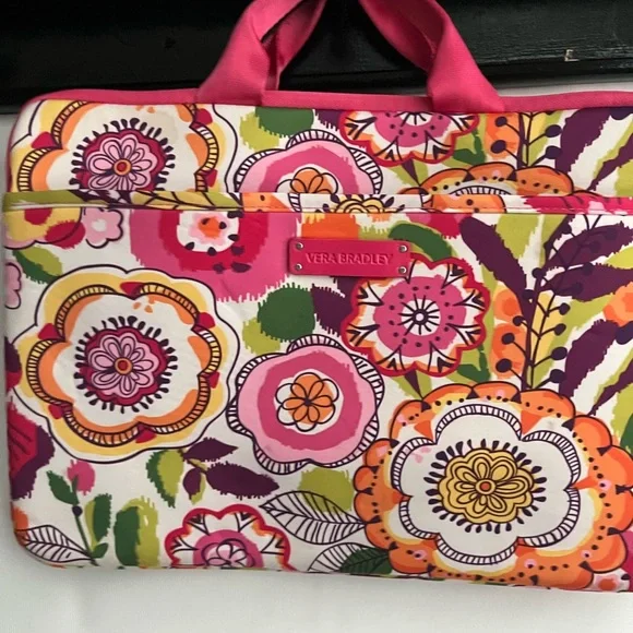 Vera Bradley Pink Multi Floral Tote with Bright Pink Logo Plate