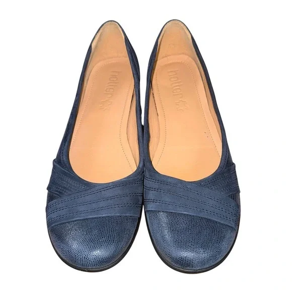 Hotter Natasha Flats Womens US 9 Pre-Owned Ballet Shoes Blue Snakeskin Embossed‎
