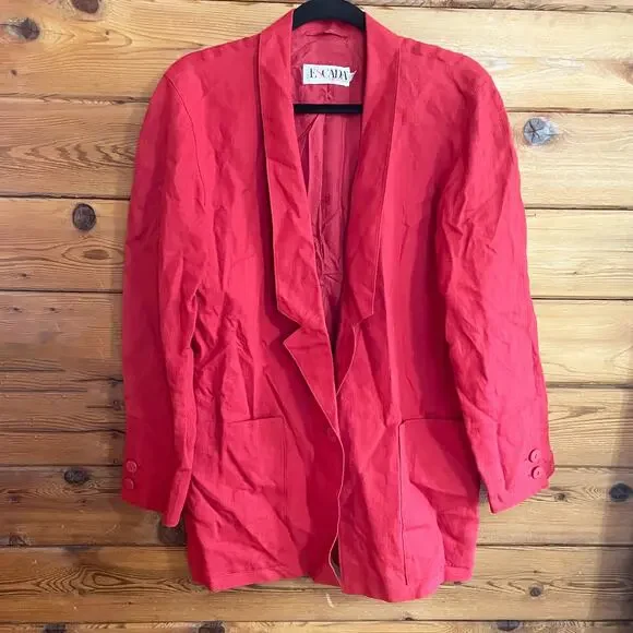 Escada Red Linen Blazer Size 36/Small EUC