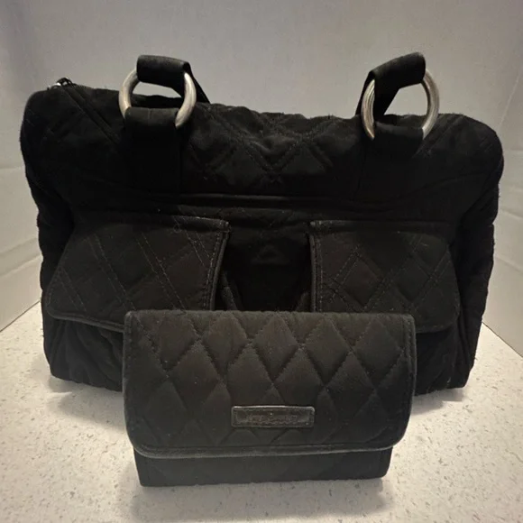 Black Quilted Vera Bradley Women's Bag and Wallet Set