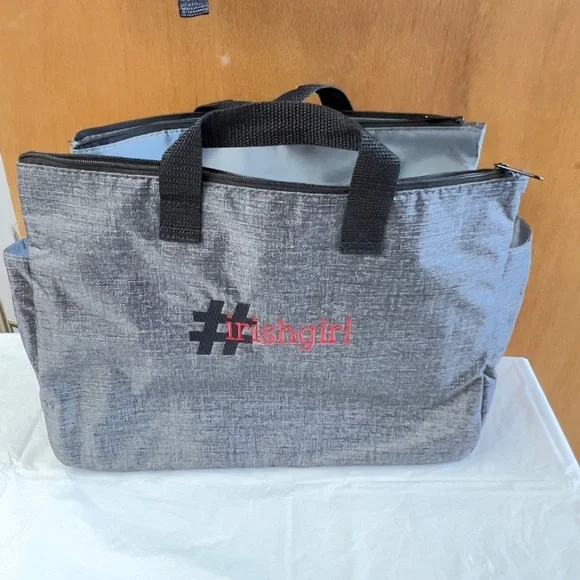 Thirty-One Gray Tote Bag with Black Handles