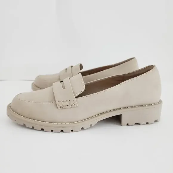 Dolce Vita Cream Beige Faux Leather Platform Lug Sole Loafer Size 9.5
