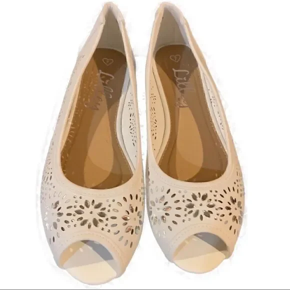 NWOB Lilley Rhinestone Laser Cut Flats Sz 7