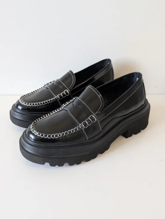 G.H.Bass Platform Lug smooth leather Loafers in Black