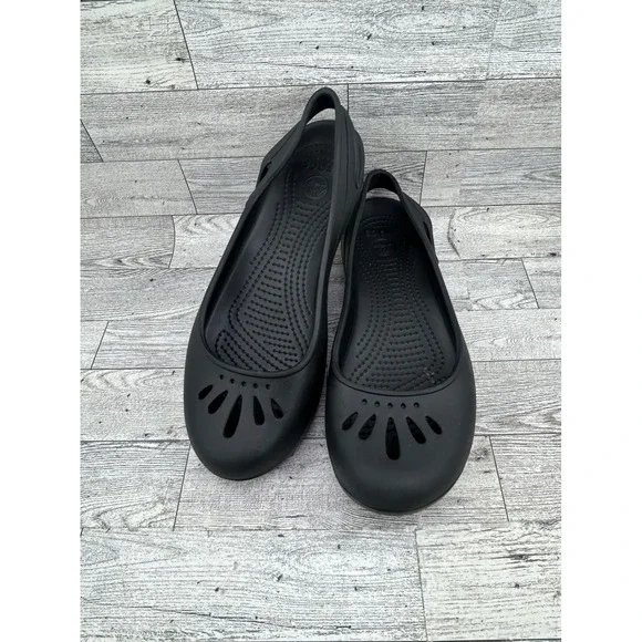 Crocs Kadee Black Slingback Ballerina Flats Women Size 8 Comfort Shoes
