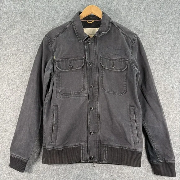 Koto Zip Up Jacket Unisex S-P Military Utility Field Buttons Pockets Black Denim
