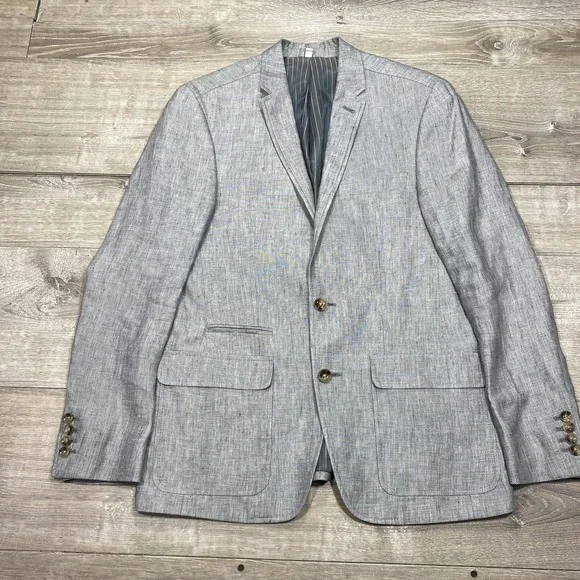 Murano Blazer Mens‎ Small Gray Baird McNutt Linen Sport Coat Slim Fit Jacket