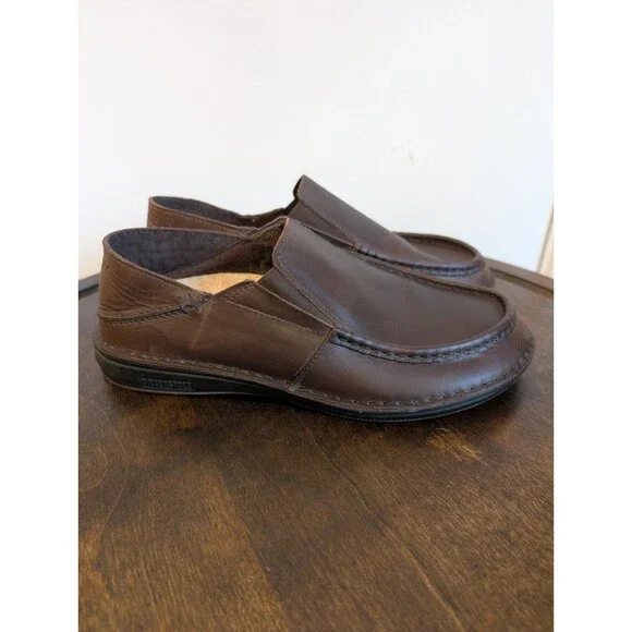 Birkenstock Duma Leather Loafers Slip On Comfort Shoes Women's EU38 Brown Wide D