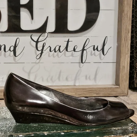 Cole Haan Air Elly OT Ballet Wedge Flats Silver Metallic Sz 7.6 #D24279