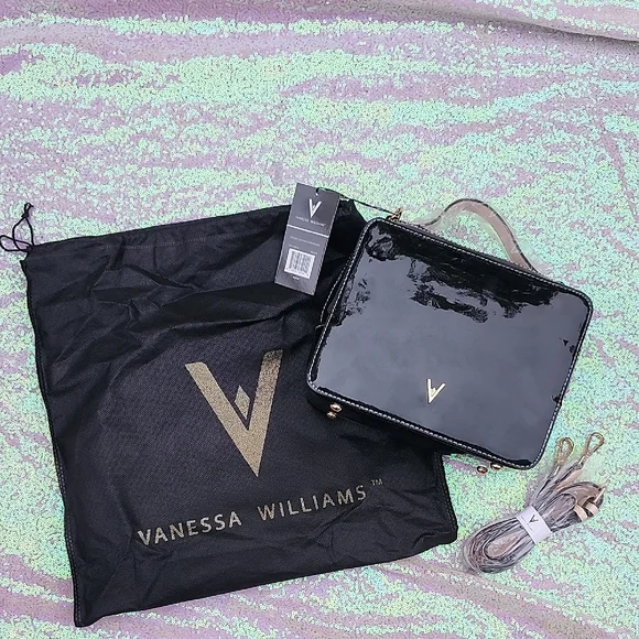 Vanessa Williams Black Patent Leather Camera Handbag NWT!!