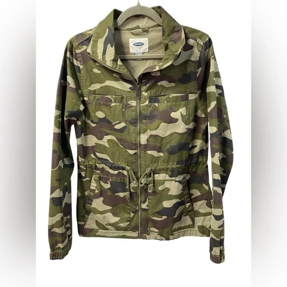 Old Navy Camo Twill Field‎ Jacket women’s size small 100% cotton
