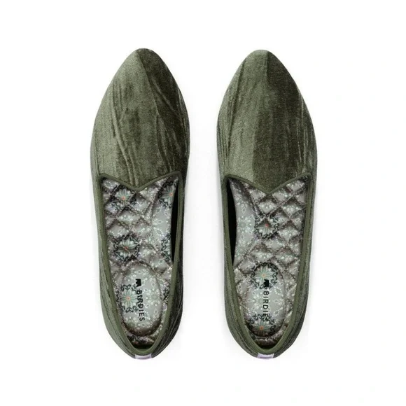 Birdies The Heron Loafers Green Crushed Velvet Flats Sz 7