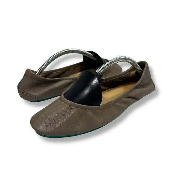 Tieks by Gavrieli Taupe Leather‎ Ballet Flats Foldable Comfort Travel Shoes 7