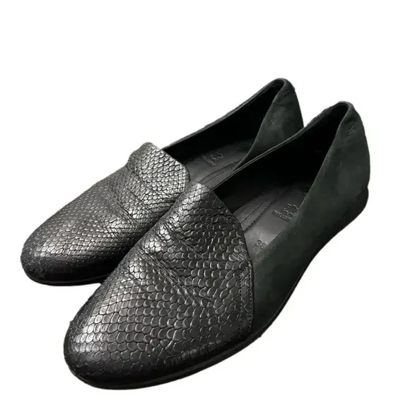 ECCO Touch Ballerina 2.0 Women's Black Leather Flat EU 38 US 7 /‎ 7.5 Snakeskin