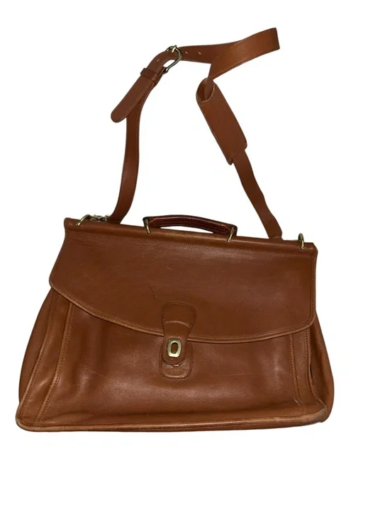 coach beckman vintage 90s British tan saddle leather briefcase attache bag 16x13