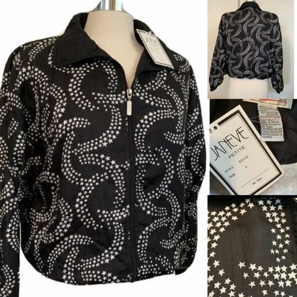 Vintage Women’s Track Bomber jacket Stars sz S New deadstock Hip Hop Mob Wife