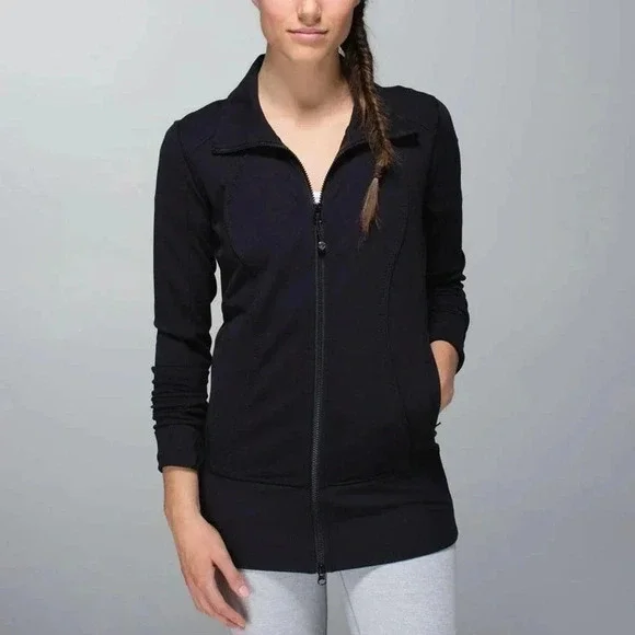 Lululemon Black Full Zip Nice Asana Jacket with Zip Pockets size 6