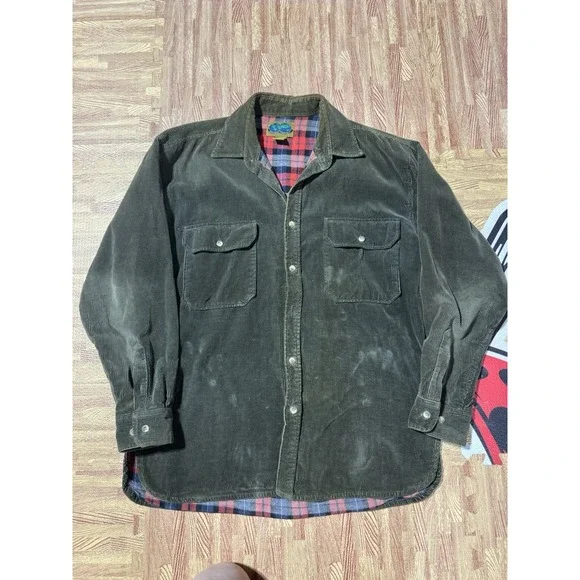 Native Habitat Green Corduroy Flannel Lined Women's Jacket size M vintage