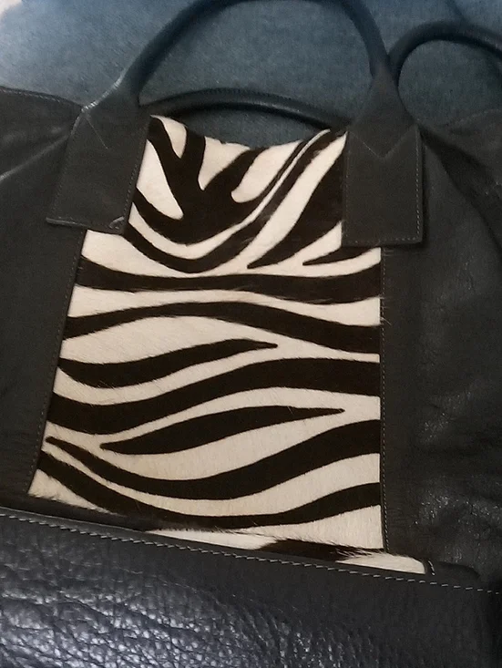 Black Zebra-Accent Women's Tote