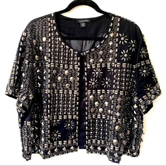 Studded Metallic Metal Short Sleeve Jacket