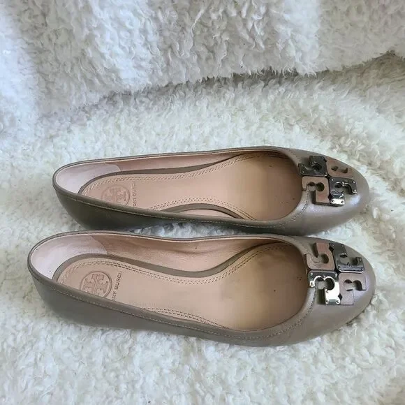 Tory Burch Lowell‎ Logo Leather Ballet Flats sz 7