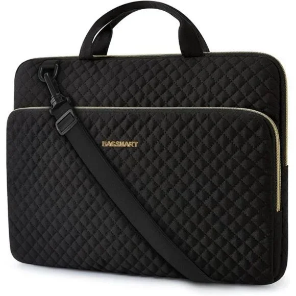 15.6 inch Laptop Shoulder Bag Protective Case with Shoulder Strap, Black
