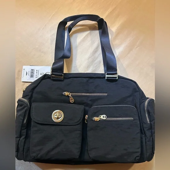 Baggallini Black VENICE LAPTOP Tote with Gold Accents