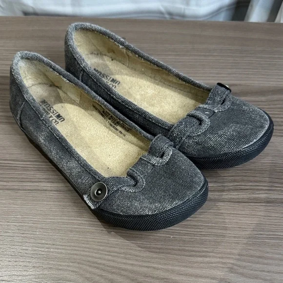 Massimo Gray Denim Flats with Black Sole