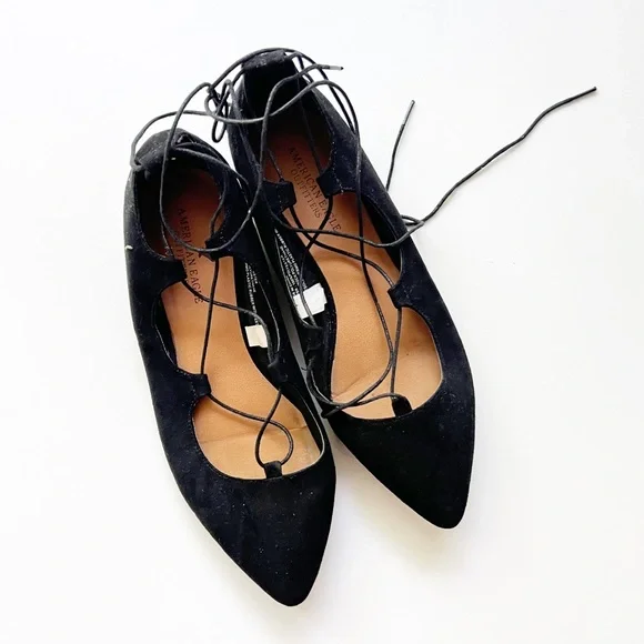 Black AE Lace Up Flats