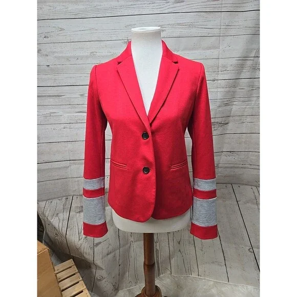 Gap Academy Blazer Women's Size 4 Red Gray Stripes Ohio State‎ 2 Button Vent