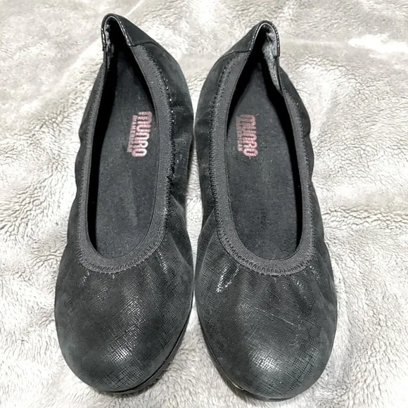 Munro Black Wide Women's Slip On Ballet Flats Sz 8.5 WW