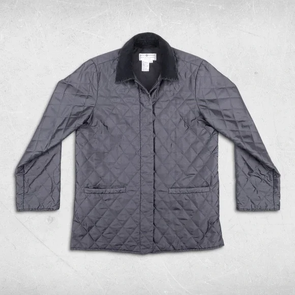 Real Clothes Saks Fifth Ave Petites Jacket Womens S Gray Quilted Collared Preppy