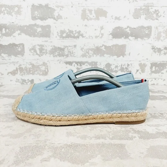 NEW Tommy Hilfiger Pryana-M Light Blue Canvas Espadrille Flats A672