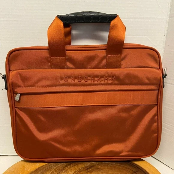 LongChamp Burnt Orange Laptop Messenger Bag & Laptop Folder sleeve