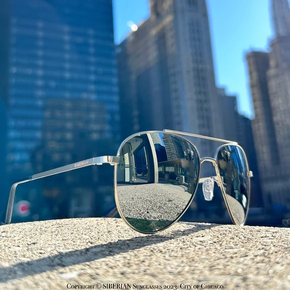 SIBERIAN Real Glass SILVER Flash Mirror Premium Aviator Sunglasses Unisex 60mm