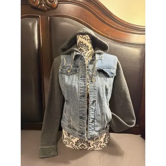 Abercrombie & Fitch Hollister Jean Jacket Sz Med Y2K Distressed