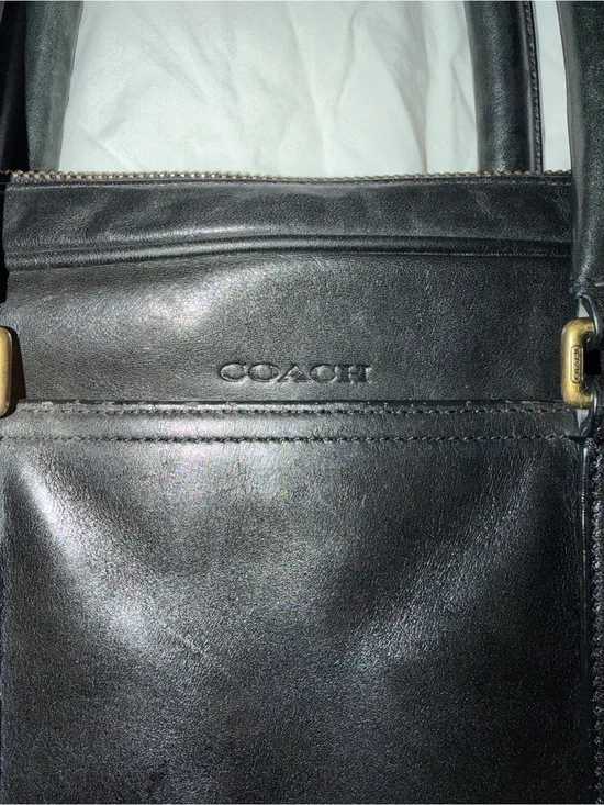 Vintage Coach Leather Briefcase Laptop Bag Black Messenger Work Bag F1269-70777
