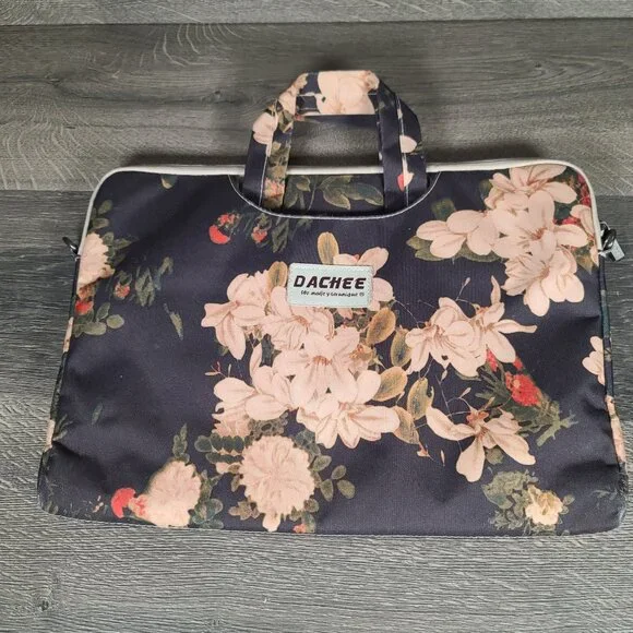 Black Peony Dachee Waterproof Shoulder Laptop Bag Case Missing Shoulder Strap